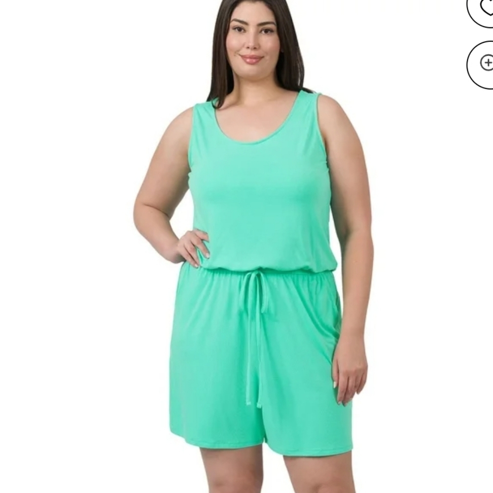 Zenana Mint Green Romper Jumpsuit Classy Loungewear Resort NWOT 1x